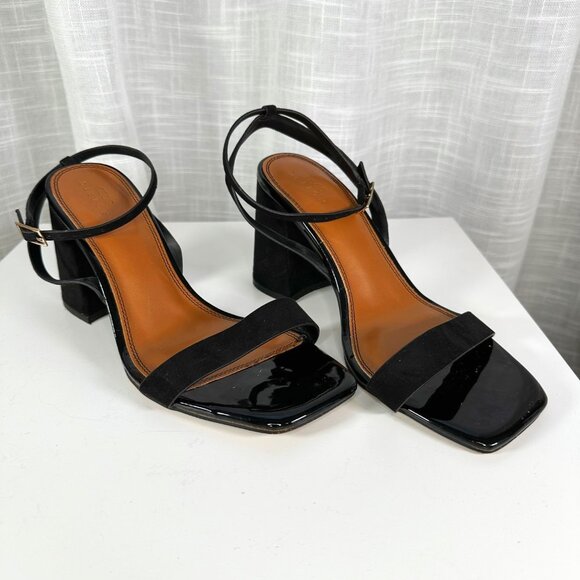 ASOS Design Faux Suede Wide Fit Hudson barely there Block Heel Sandals 8W - Picture 5 of 14